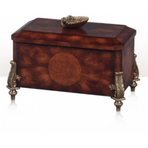 A flame mahogany and pollard burl box 