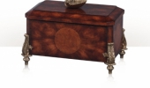 A flame mahogany and pollard burl box 