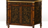 A Chinoiserie serpentine side cabinet