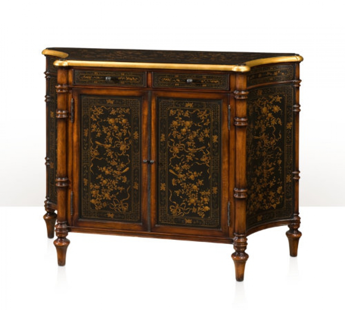 A Chinoiserie serpentine side cabinet