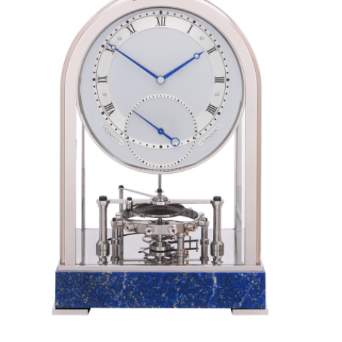 Meridian Rhodium Plated Year Going Movement And Lapis Gemstone Base