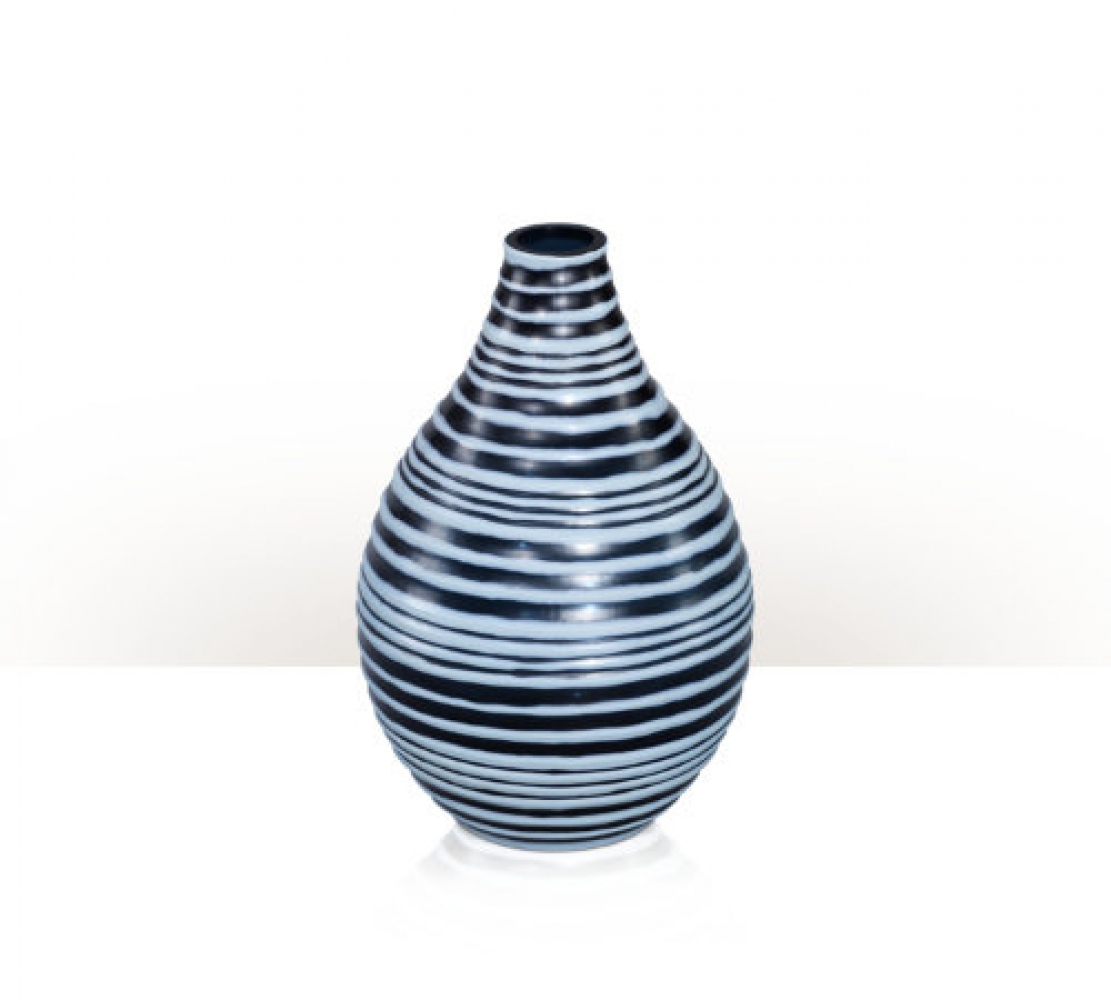 A sea and powder blue art glass vase